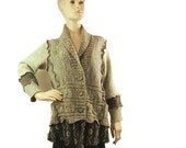 Womans sweater tan small medium, cardigan sweater button front, cardigan