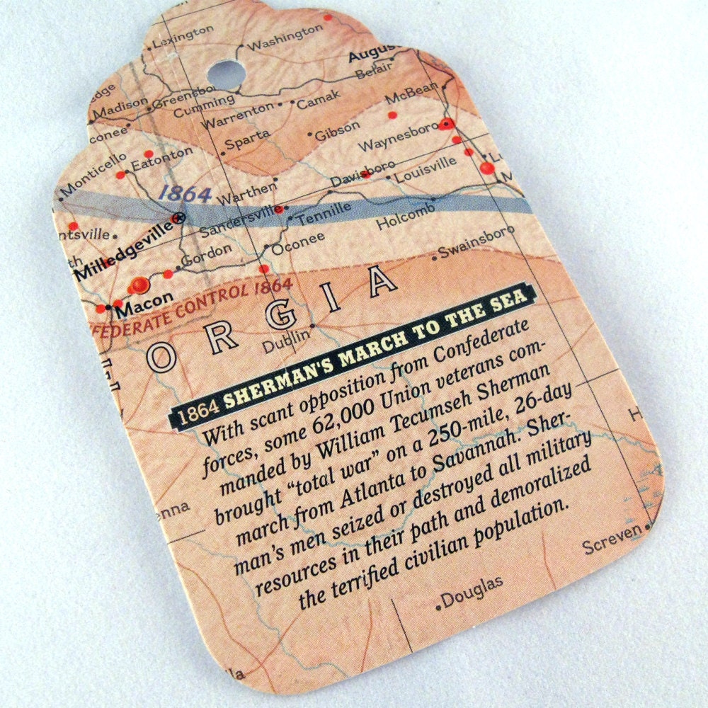 7 Large Everyday Gift Tags Civil War Map Design for Fathers Day and Year Round