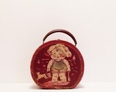 Vintage Childs Round Suitcase Bathing Beauty Beach Scene