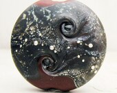 SRA Lampwork Glass Bead, Organic Etched Focal Lentil Bead - Brown, Black,  Silver 'Exotic Wood'