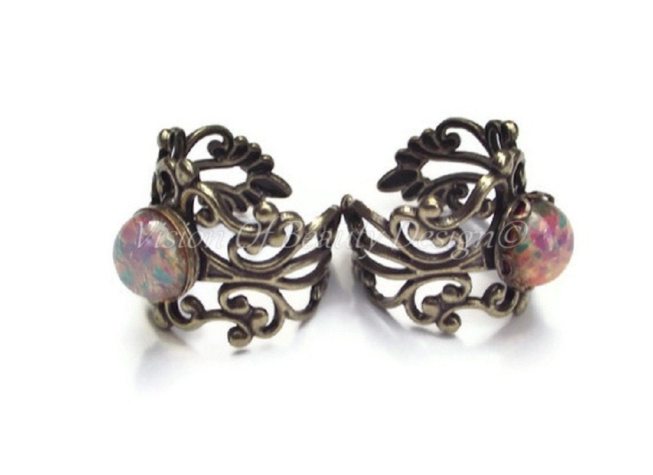 Vintage Style Fire Opal Filigree Ring