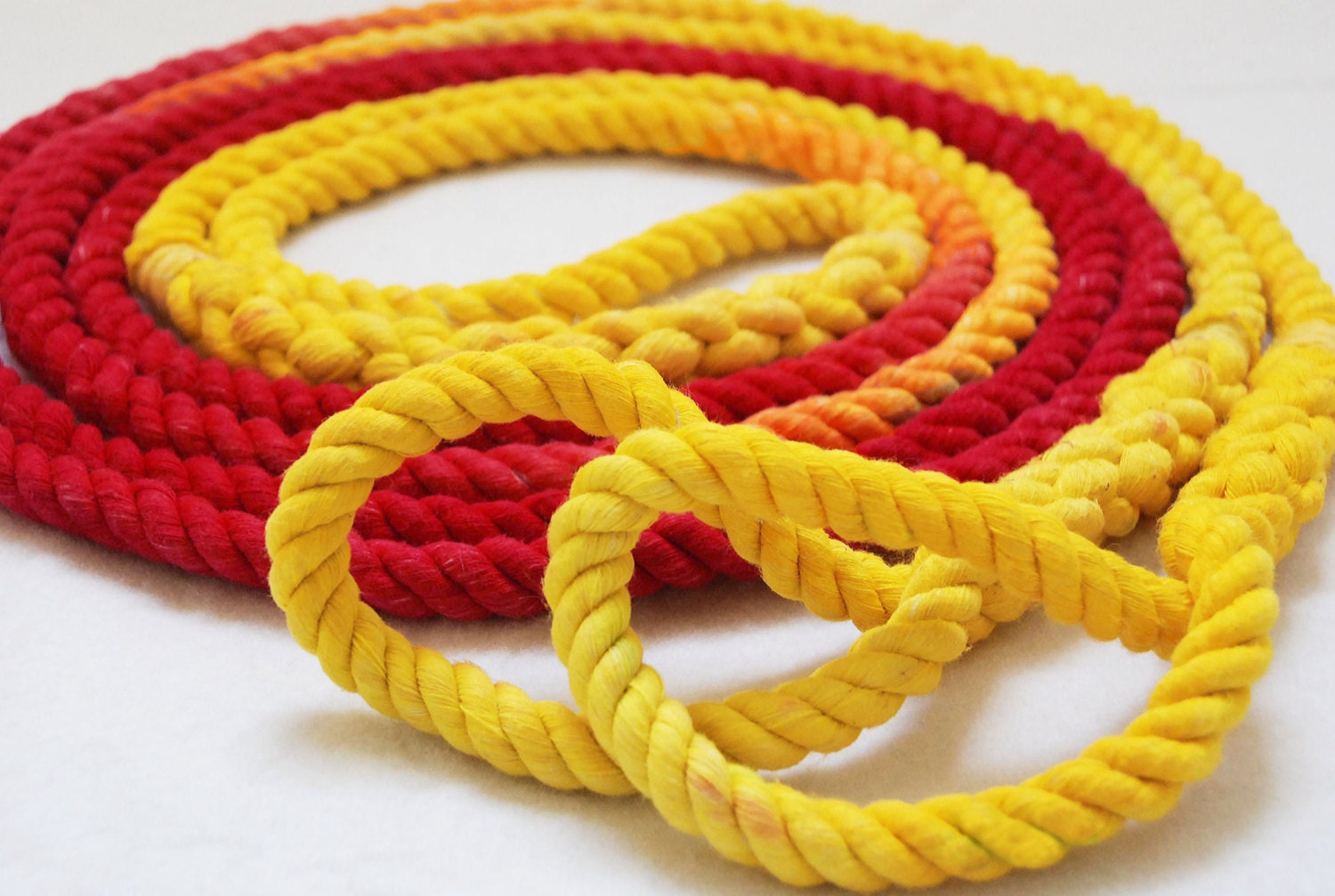 14 ft. Cotton Jump Rope Skipping Rope, Hand-Spliced and Dyed, Red & Yellow