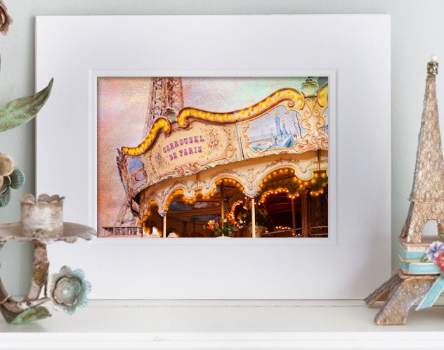 SALE - Paris Fine Art Photograph, Paris Carousel,  5 x 7 Fine Art Photo in 8 x 10 Double Mat