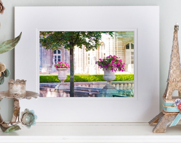 SALE - Paris Garden Photography, Jardin du Luxembourg, Travel Photography, 5 x 7 Fine Art Photograph in 8 x 10 Double Mat