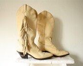 vintage 80s fringe cowboy boots . festival wear 6.5 6 1/2 . Made in USA