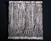 Cedar Woods Ceramic Pottery Porcelain Relief Tile