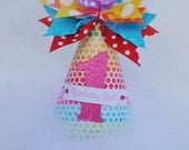 Rainbow Birthday Party Hat with Ombre Polka Dots