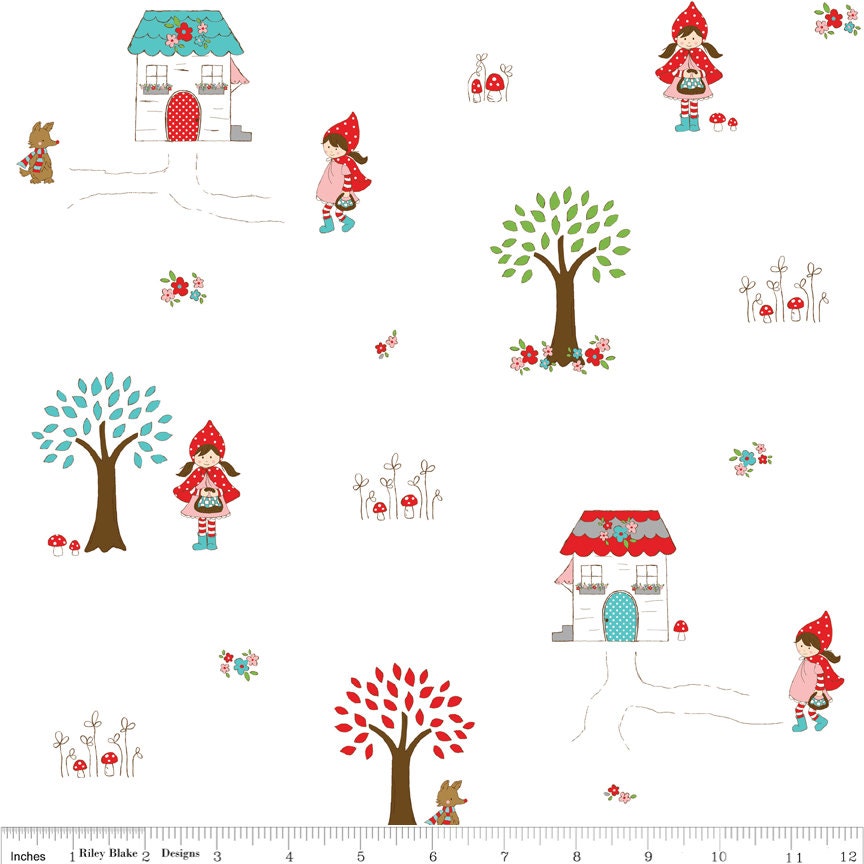Little Red Riding Hood by Tasha Noel for Riley Blake, Main in Red, 1/2 Yard