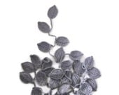 Crochet lariat,  scarf,  Infinity scarf,  with Leaves in Gray, Grey, Necklace,  Feminine, Trendy, Spring, Summer, Harvest,