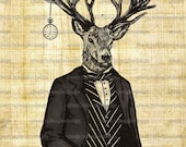 Steampunk Digital Image Download - The Time - No I Deer - Digital Download for Iron on Transfer, Papercrafts, T-Shirts, Tote Bags, Cushions