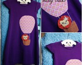 purple lion in hot air balloon upcycled sweater dress