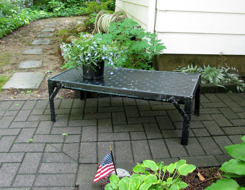 Industrial Factory Step Stand - Metal Table circa 1970's Made in USA