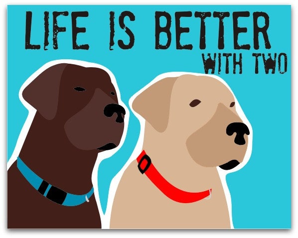 Labrador Art Wall Decor Life is Better with Two 8x10 Matted to Fit 11 x 14 Frame