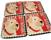 Dog Coasters featuring the Yellow Labrador Retriever Home Decor Hostess Gift
