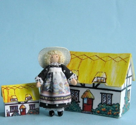 Miniature doll for 1/4" and/or 1" scale plus free dollhouse kit