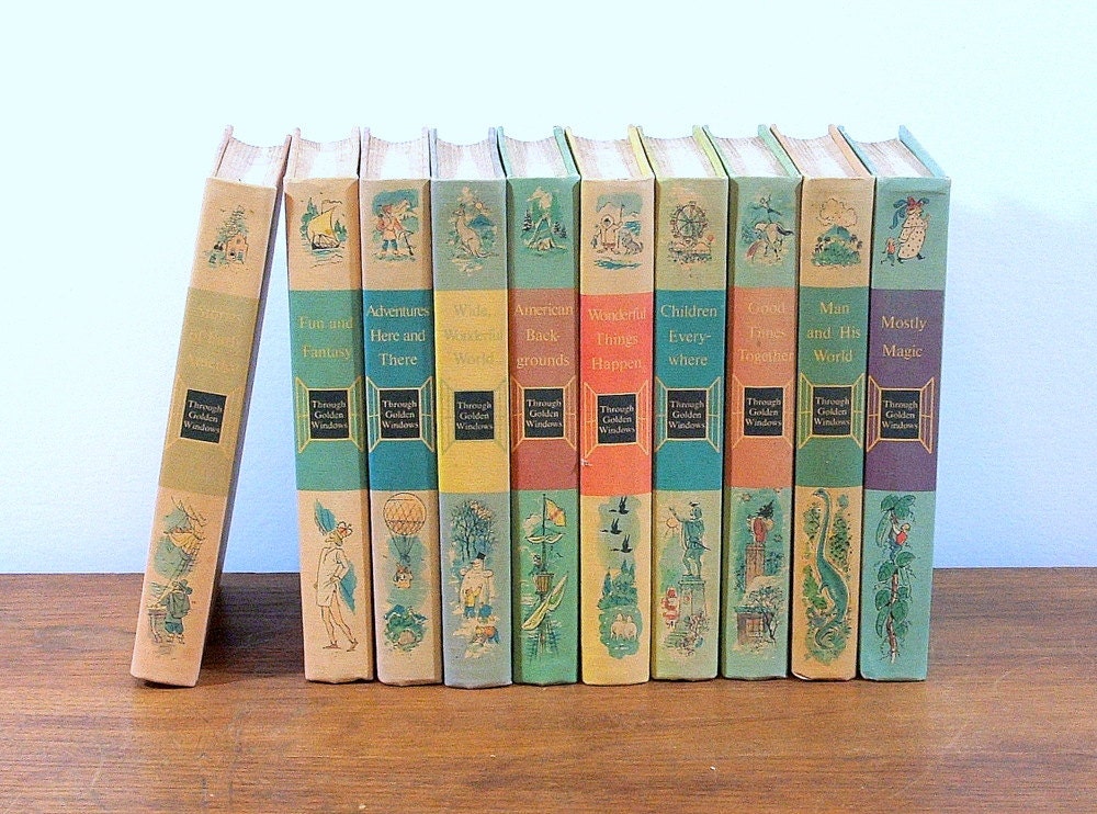 Ten Vintage Childrens Books, Through Golden Windows, Complete Set