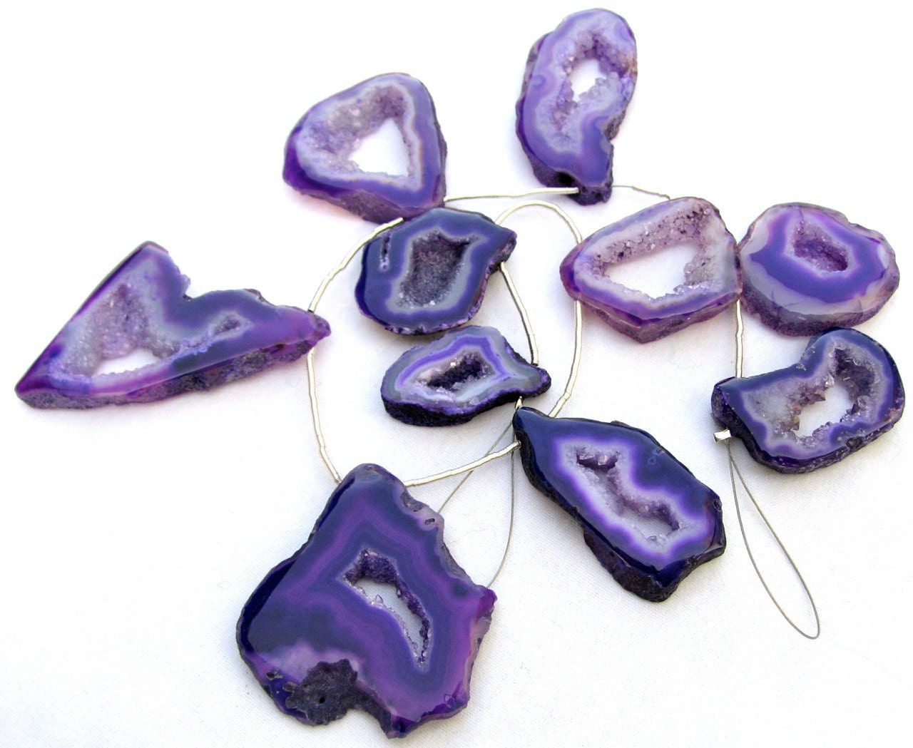 Purple Druzy, Drusy, Focal Beads, Purple Geode Slice, Druzy Agate, Large Focals,  (4w40)