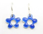 Forget Me Not Enamel Flower Earrings - Fine Silver