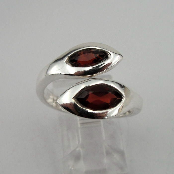 Special Price - Silver and Garnet Wrap-around Ring Size 6.5 (sp 157)