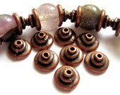 28 Bead caps red copper antique 8.5 mm 8.5mm x 3mm jewelry findings NF10799
