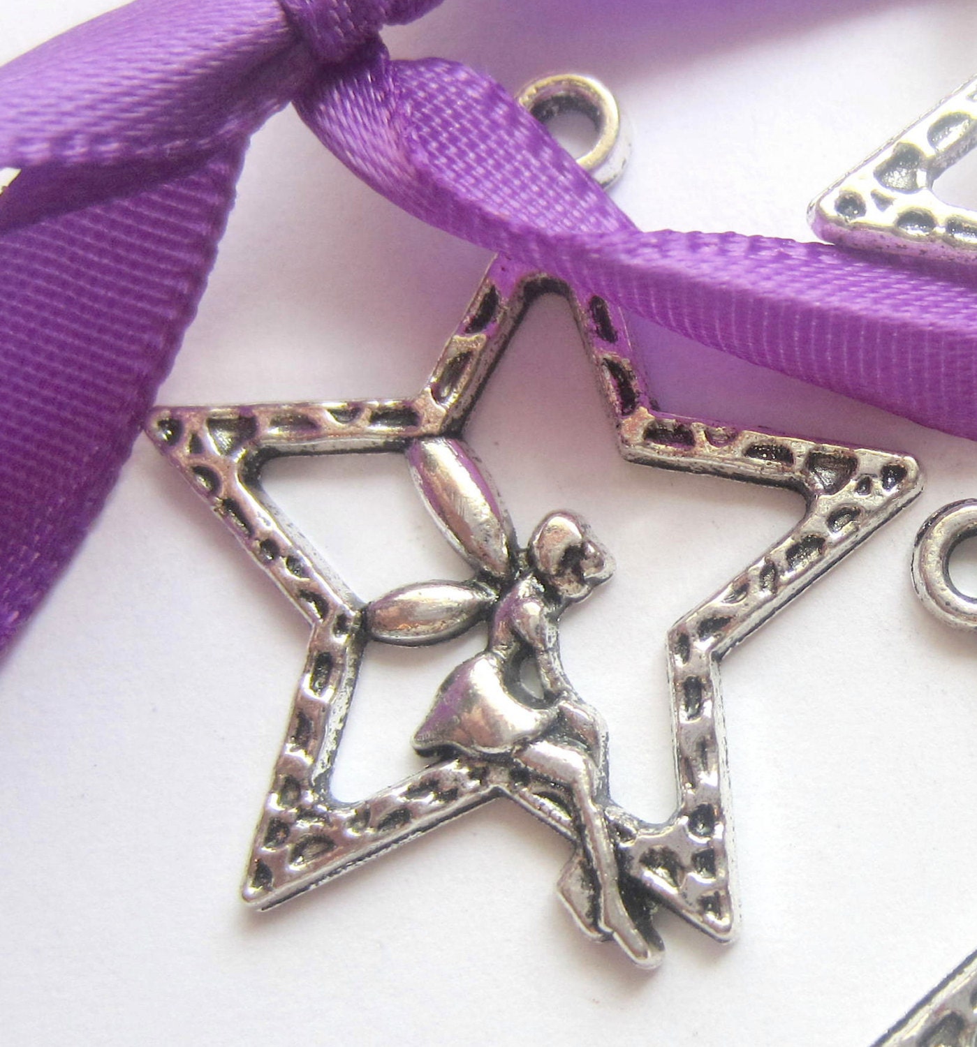 8 Silver Fairy Charms star Jewelry supplies 28mm x 24mm fairy pendants earring dangles tibetan silver