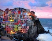 Cinque Terre photograph Manarola Vernazza Monterosso Italy 8x10" village sunset ocean Mediterranean fine art wall decor bold colors ita0009