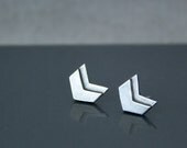Silver chevron earrings, Arrow earrings, Chevron studs