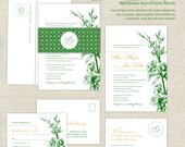 Emerald Wedding Invitations, Romantic Wedding Invitation, Classic Wedding Invites, Green & Gold, Belly Band, Monogram Il_170x135