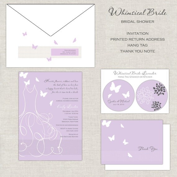 Whimsical Bride Butterfly Bridal Shower Invitation Wedding Gown Dress Il_570xn