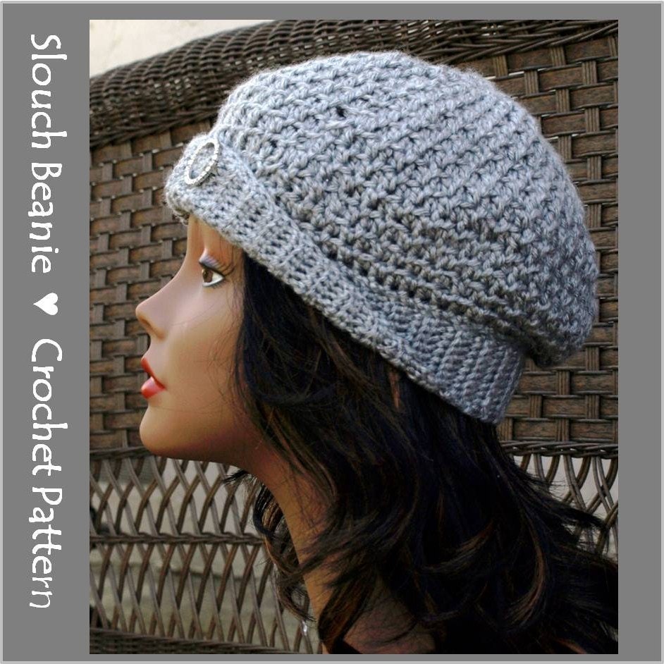 Textured Slouch Beanie Crochet Pattern, automatic download