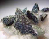 Iridescent Druzy Chalcopyrite on Dogtooth Calcite.  Spectacular Rainbow Effect.  Crown Chakra.  Crystal Healing / Mineral Specimen.