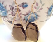 Smokey Quartz & chain gold filled earrings