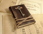 Unspoken - Leather Journal with Antique Skeleton Key and Vintage Style Pages