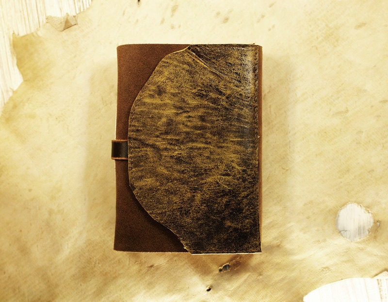 Mothers Day Gift Leather Journal, Brown Notebook with Vintage Old Style Aged Paper