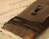 Journal, Vintage Style Paper Leather Journal with Key - Medieval Tale - Mother's Day Sale
