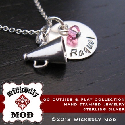 Go Outside and Play Collection - NATALIE personalized cheer necklace - Hand Stamped Necklace - Personalized Necklace - Cheerleader Necklace
