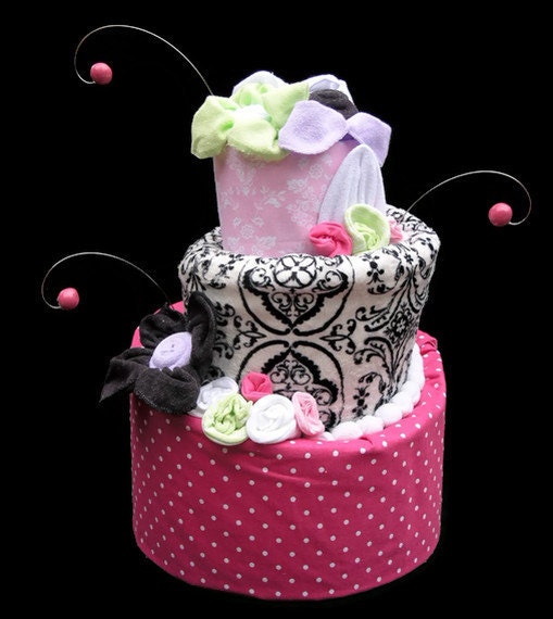 Diaper Cake for a Baby Girl: Made to Order Baby Shower Centerpiece