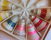 Vintage bell shaped glitter Christmas ornaments