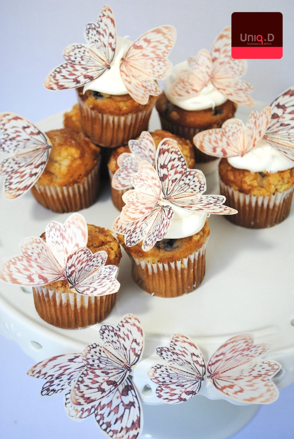 new edible butterflies 55 PRECUT - FREE SHIPPING - butterfly theme - wedding cake toppers - edible cupcake decorations by Uniqdots on Etsy