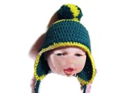 Wool acrylic mix Earflap Stripe Beanie