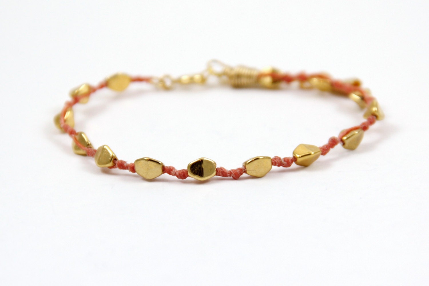 Minimal Gold Nugget Bracelet - Coral