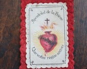 Antique French Scapular Badge of The Sacred Heart / Apostleship of Prayer