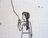 Will You, hand embroidery pattern, heart on a string, dandelion, love, romance