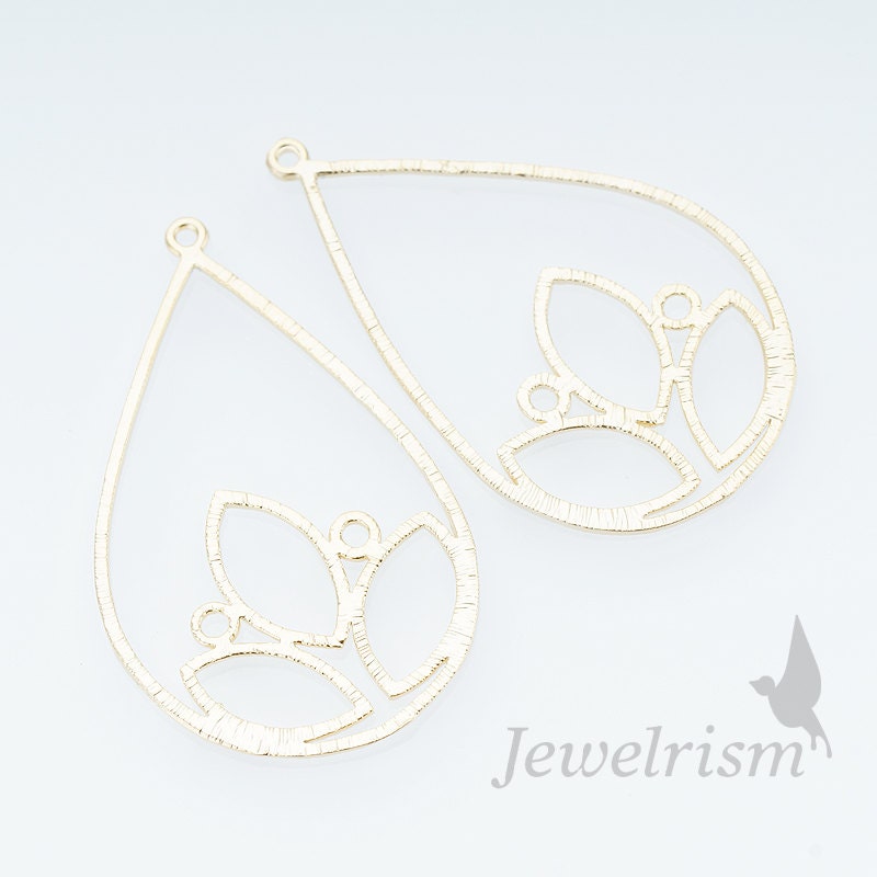 PD826-MG // Matte Gold Plated Teardrop Pendant, 28mm x 45mm, 2Pc