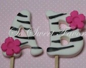 White zebra BABY letters gumpaste fondant cake topper baby shower