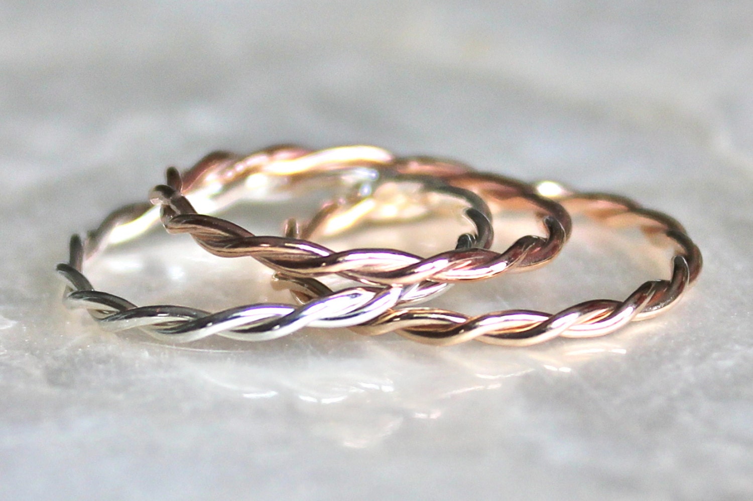 Intertwined Band of Recycled Sterling Silver, 14kt Yellow Gold Fill, or 14kt Rose Gold Fill - Wedding, Promise, Toe Ring - Eco Friendly