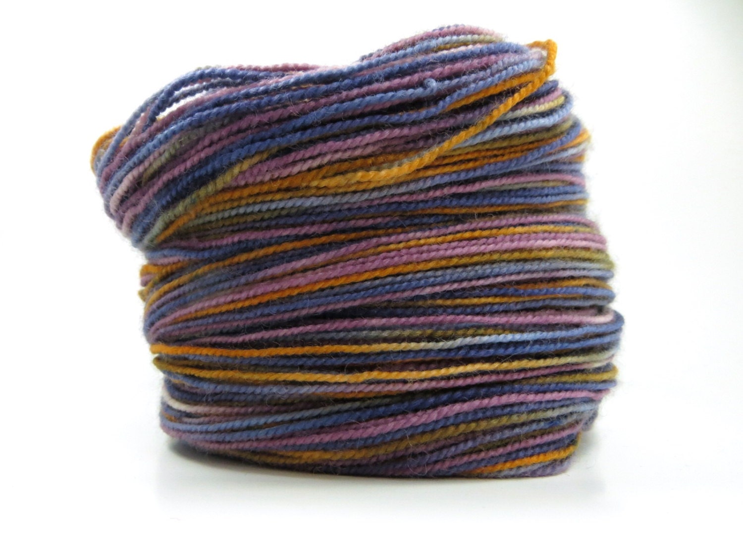 Variegated (Blue Purple Orange) Handdyed Sock Yarn - 400 yards fingering weight BFL/nylon