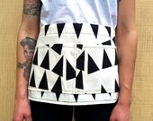 navy blue and white triangle handmade embroidered apron