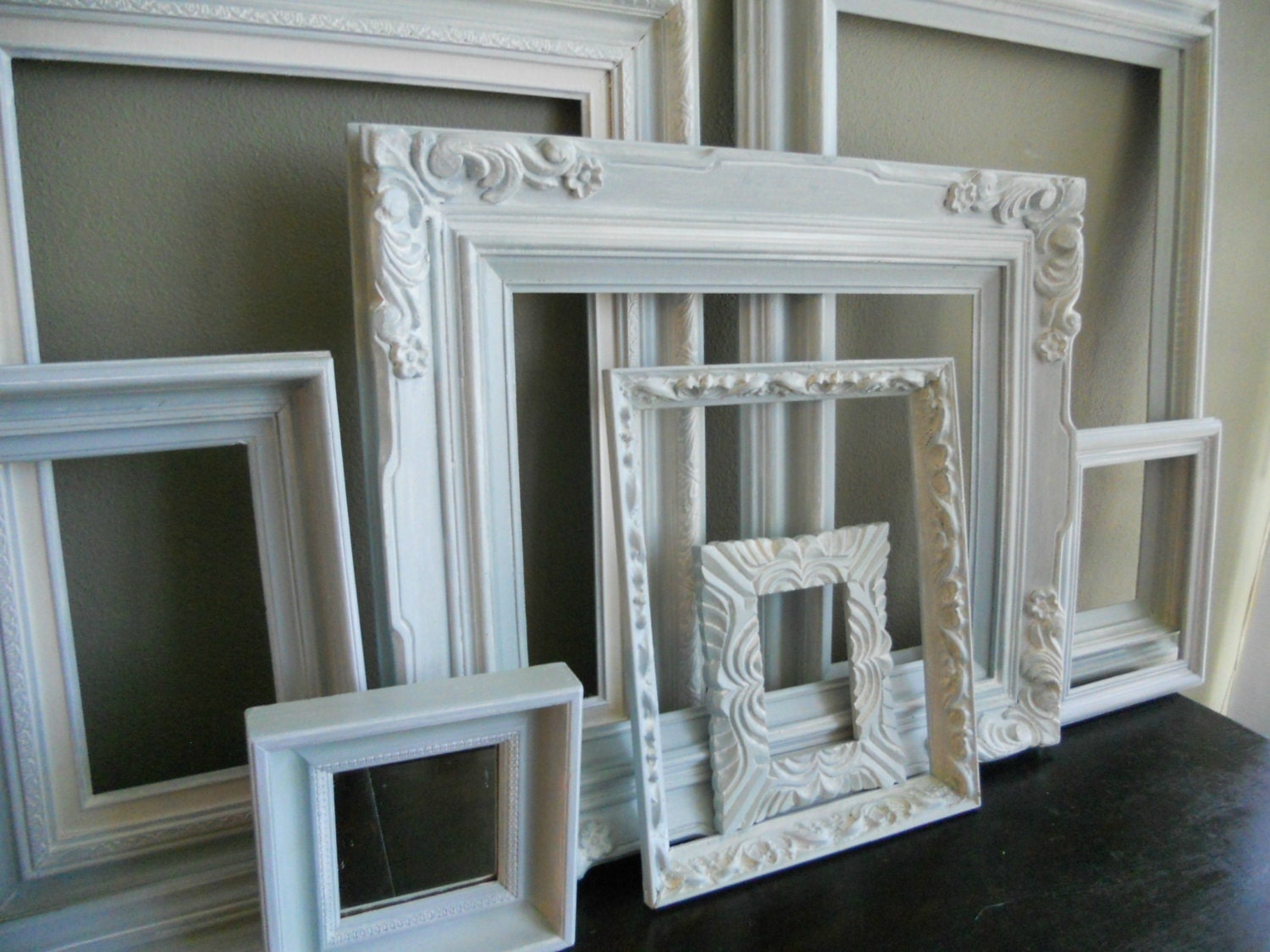 Wall Gallery Set of 7 Open Frames 01 mirror ,Wedding Frame.Open frame set