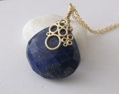 Lapis Lazuli bubbles necklace in gold (N128)